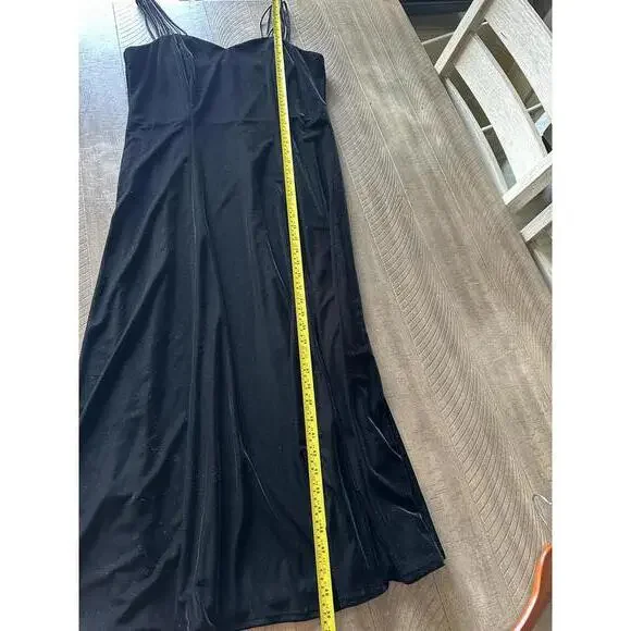 Vintage Molly Malloy Evening Black Velvet Strappy Maxi Cocktail Dress Size 14​ - Picture 8 of 9
